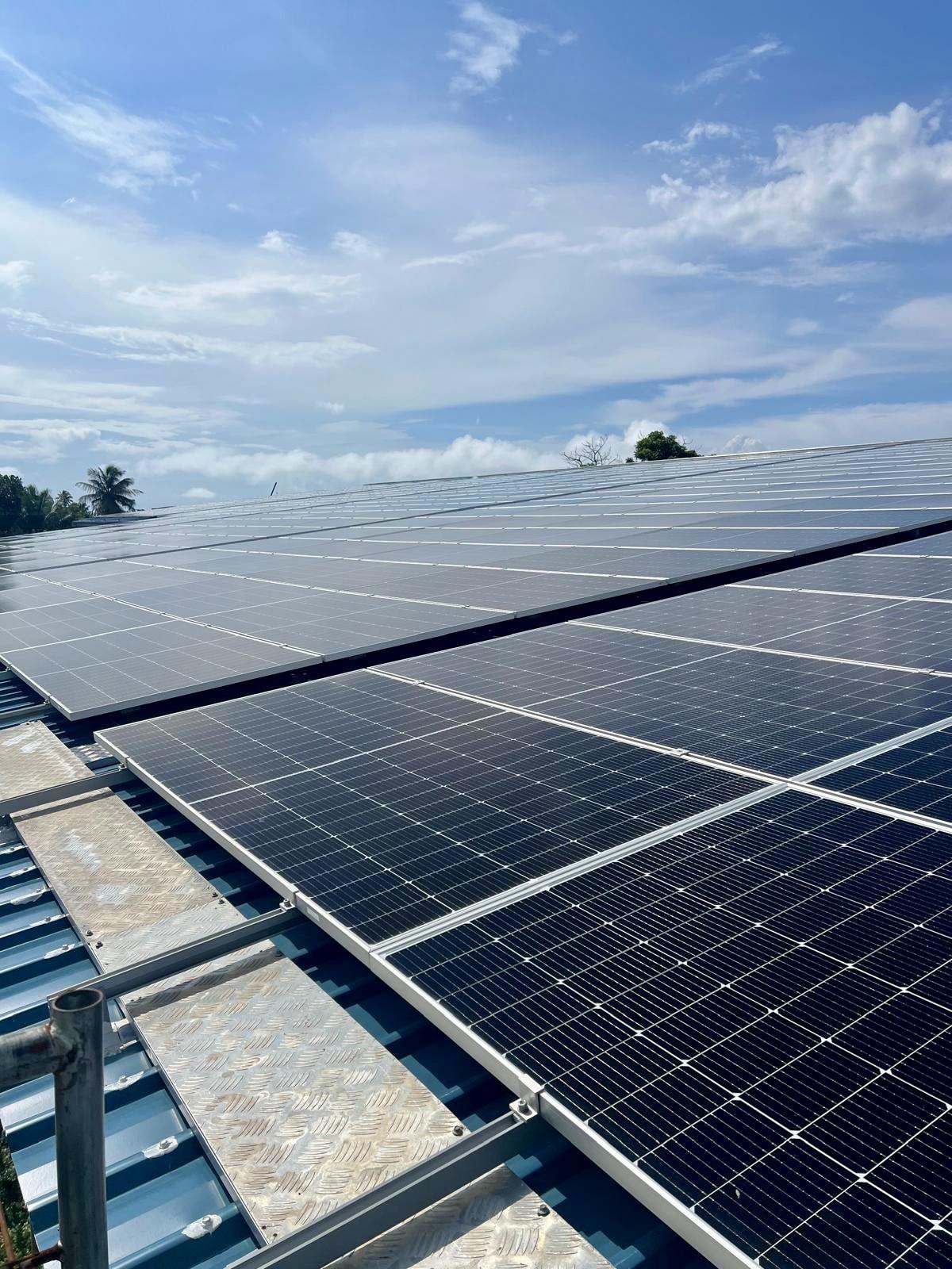 Solar panels at the Plastipak Lanka facility in Sri Lanka.