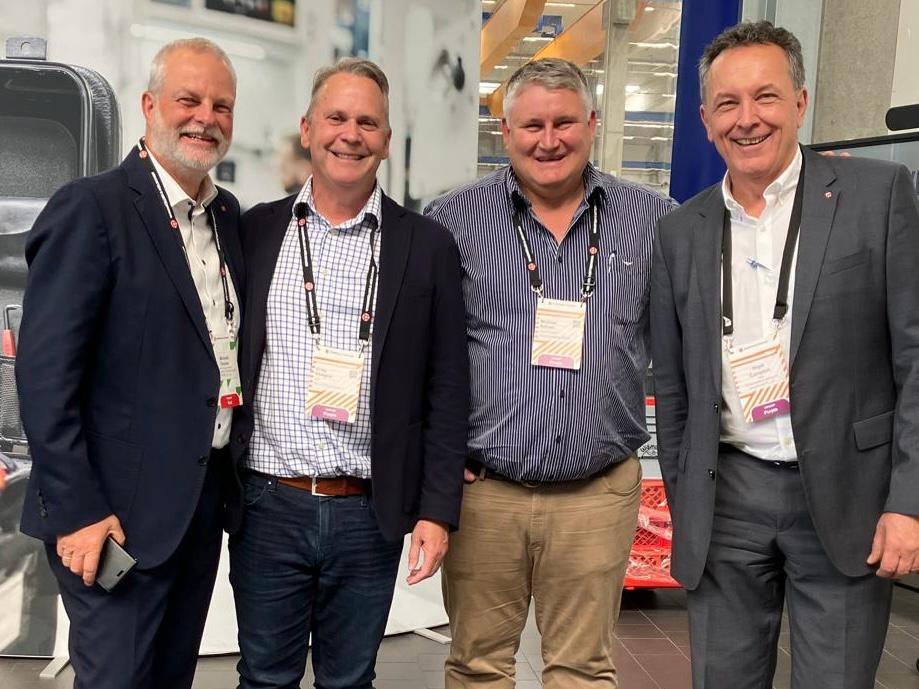 Pope Packaging leaders with W&H executives at the 2025 European Paper Sack Summit.