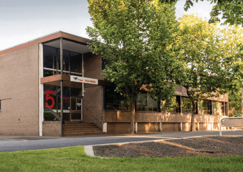 Exterior of Pope Packaging North Melbourne Head Office and Manufacturing site for Industrial Supplies. Exterior of Pope Packaging North Melbourne Head Office and Manufacturing site for industrial packaging like paper sacks and bulk bags.