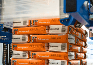 Stretch-Hood orange Bags Pallet wrap film used for secure stretch hood load cover with recycled content options.